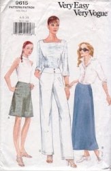 9615 SO EZ VOGUE A- SKIRT LENGTHS, PANTS PATTERN 12-16